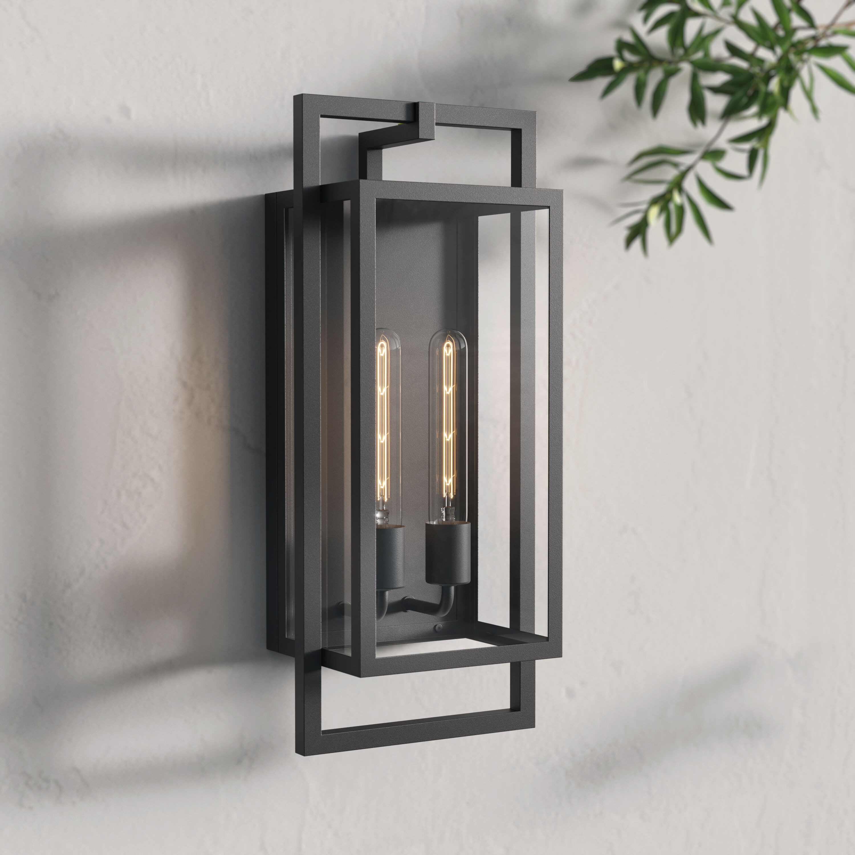Agatha 2 Light 19.6 inch Textured Black Outdoor Wall Sconce